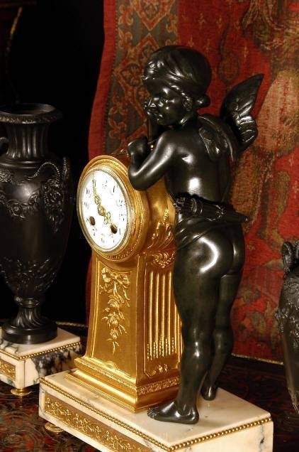 fig 3. **** SOLD **** Cupid - Stunning Antique French Clock Set. ~ French - Circa 1890 ~